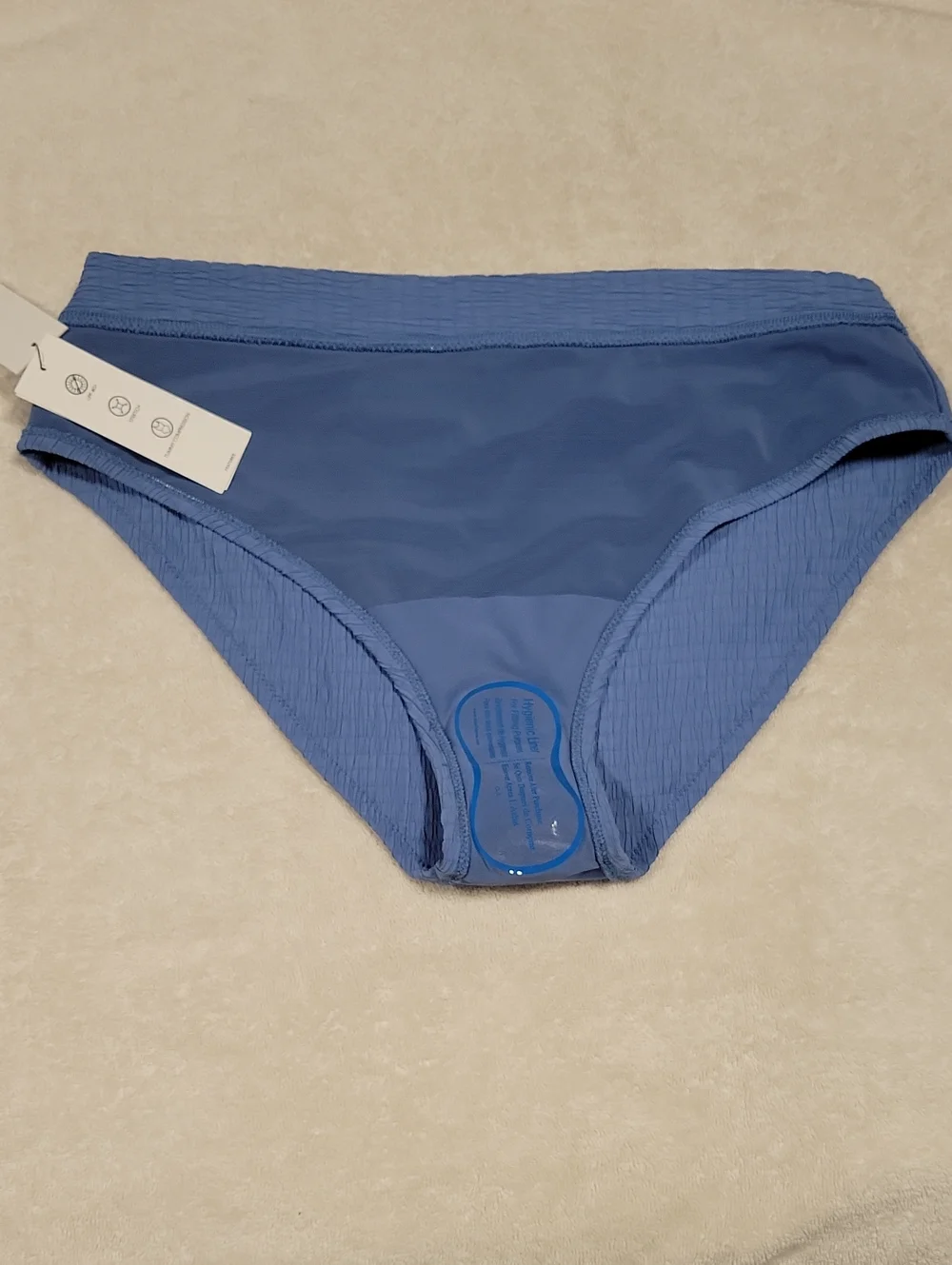 DKNY Light Blue High-Rise Ribbed Swim bottom, NWT